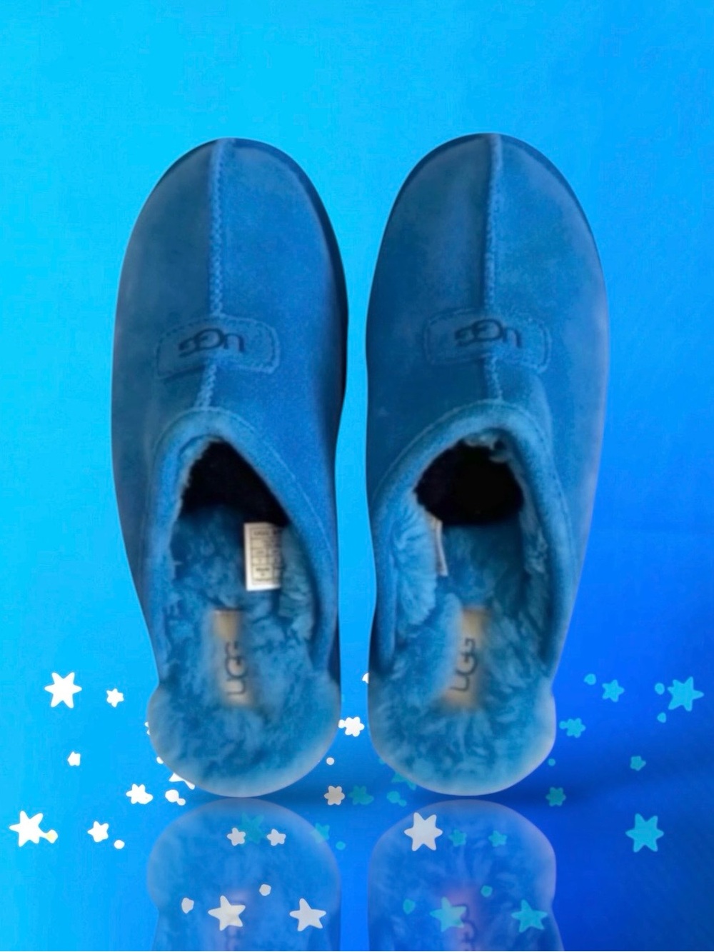 🆕💞UGG Discoquette Suede & Wool Platform Slide On Slippers • VIBRANT BLUE • NWOB